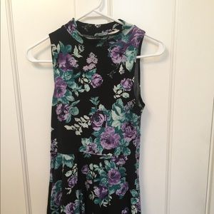 Black floral mini dress